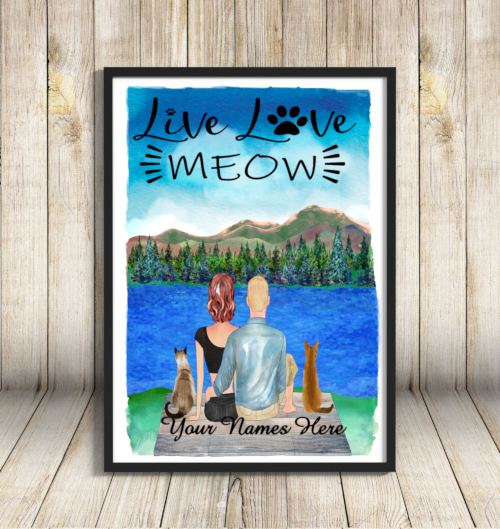 Cat A4 Print, Live, Love, Meow..., Custom Cat Print